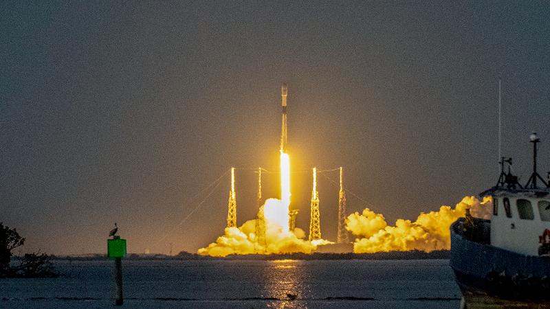 SpaceX rocket carrying Starlink satellites to space