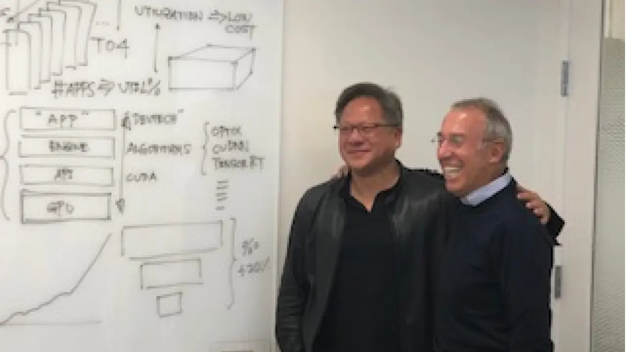 Ron Baron visits Nvidia HQ with CEO Jensen Huang in 2018., November 28, 2018